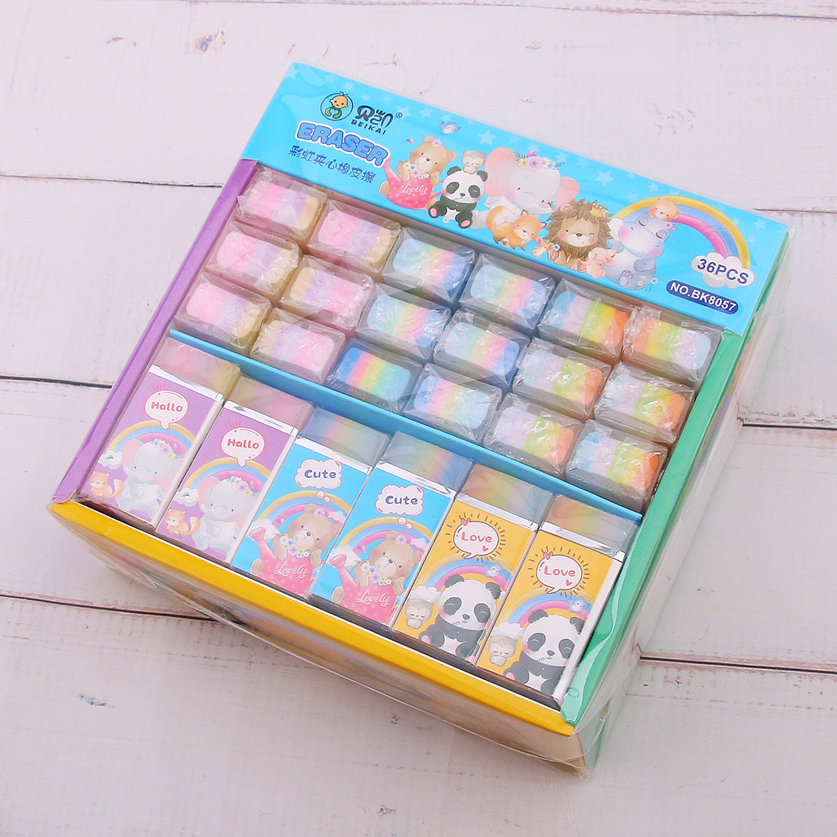 Wholesale PVC Jelly Sandwich 4B Rainbow Transparent Eraser